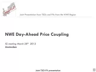 NWE Day-Ahead Price Coupling IG meeting March 28 th 2012 Amsterdam