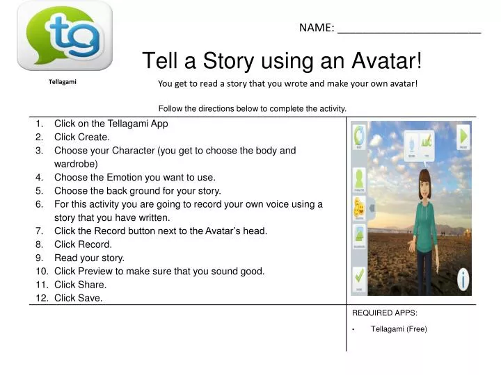 tell a story using an avatar