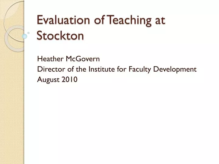 evaluation of teaching at stockton