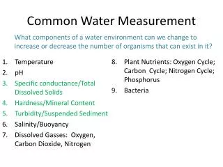 Common Water Measurement