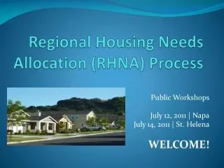 Regional Housing Needs Allocation (RHNA) Process