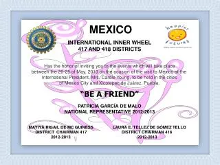 INTERNATIONAL INNER WHEEL 417 AND 418 DISTRICTS