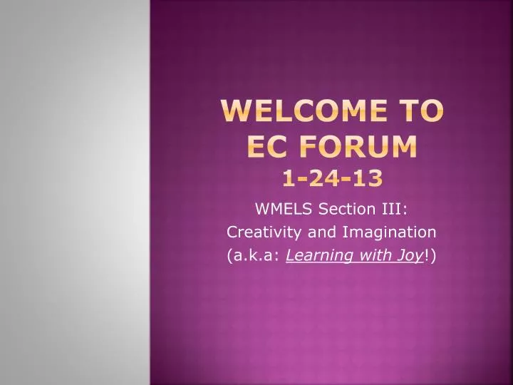 welcome to ec forum 1 24 13