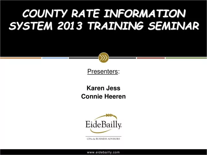 county rate information system 2013 training seminar