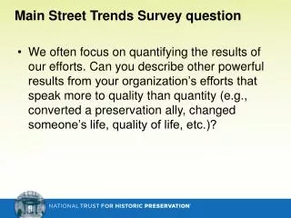 Main Street Trends Survey question