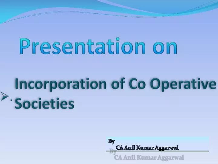 incorporation of co operative societies