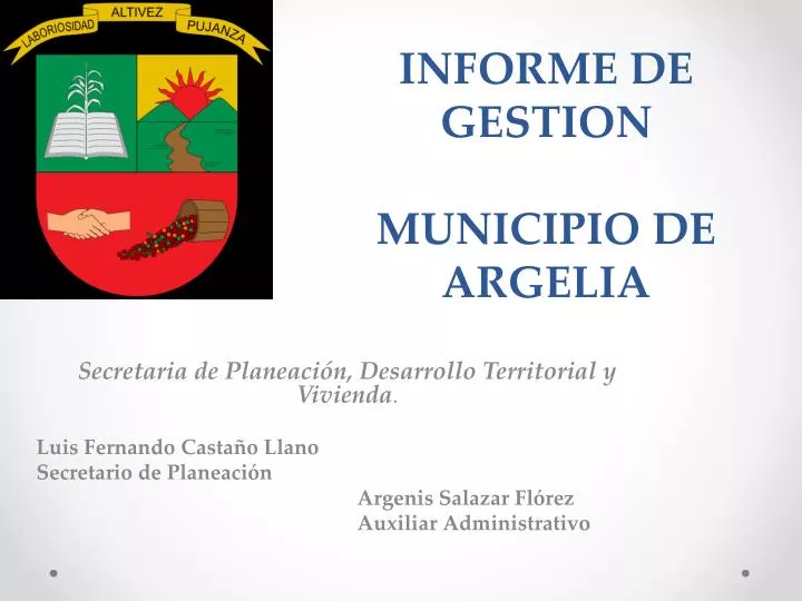 informe de gestion municipio de argelia