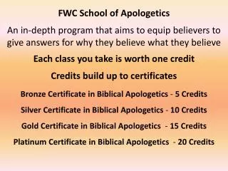 FWC School of Apologetics