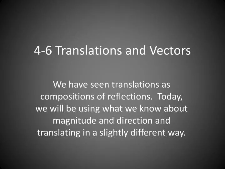 4 6 translations and vectors