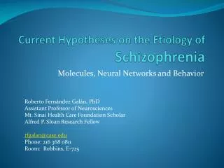 Current Hypotheses on the Etiology of Schizophrenia