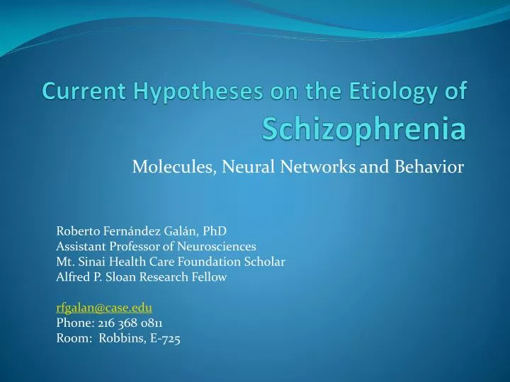 current hypotheses on the etiology of schizophrenia