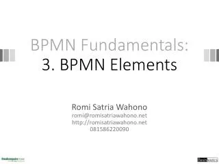 BPMN Fundamentals: 3. BPMN Elements