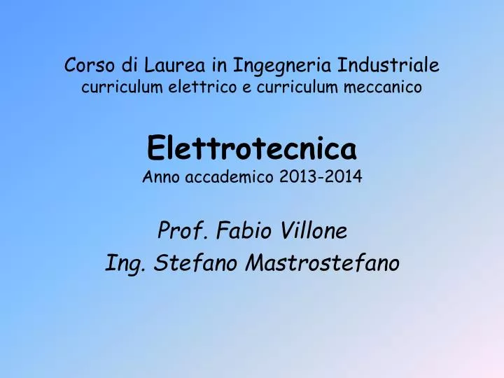 elettrotecnica anno accademico 2013 2014