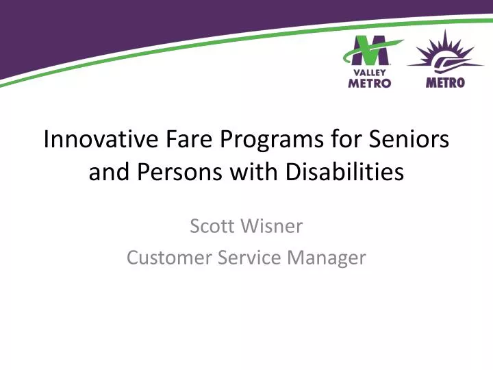 innovative fare programs for seniors and persons with disabilities