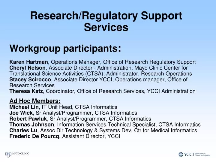 research regulatory support services