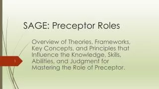 SAGE: Preceptor Roles