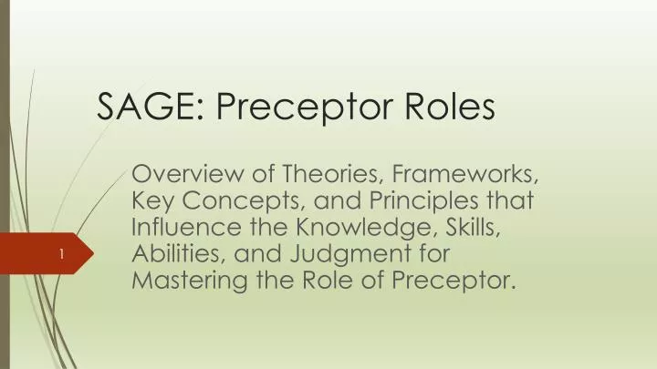 sage preceptor roles