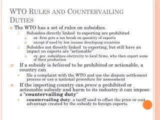 WTO Rules and Countervailing Duties