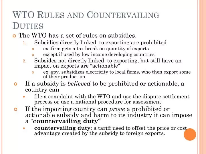 wto rules and countervailing duties