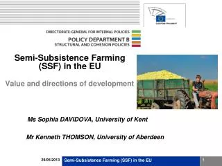 Semi-Subsistence Farming (SSF) in the EU