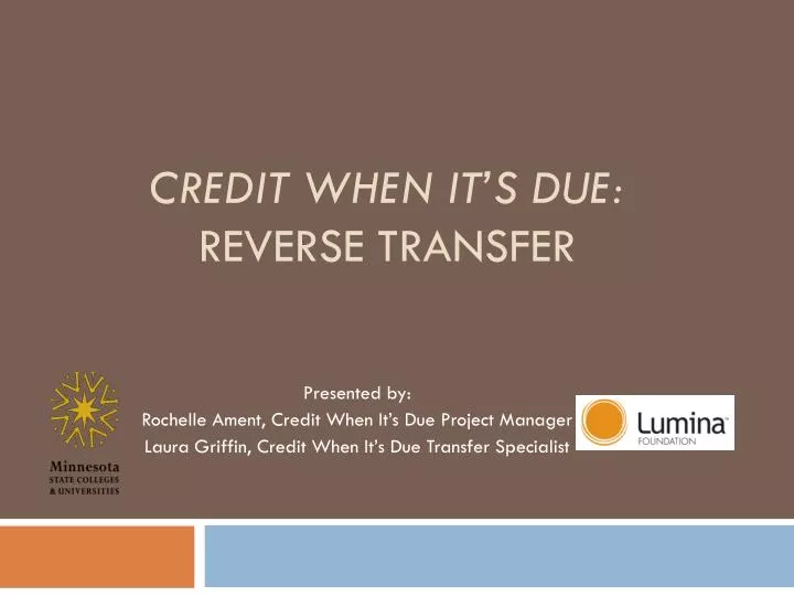 credit when it s due reverse transfer