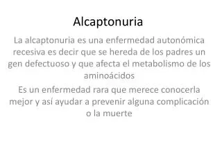 a lcaptonuria