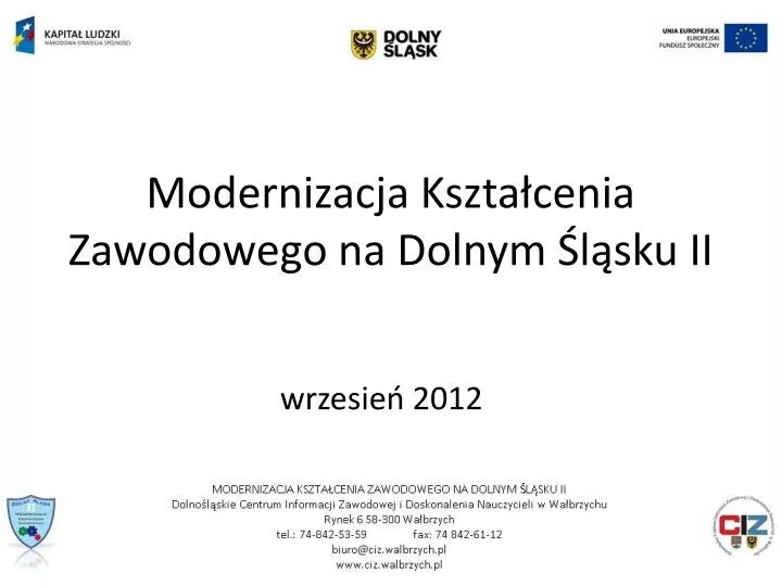 modernizacja kszta cenia zawodowego na dolnym l sku ii