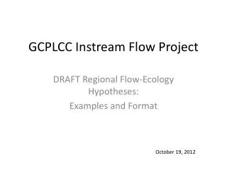 GCPLCC Instream Flow Project