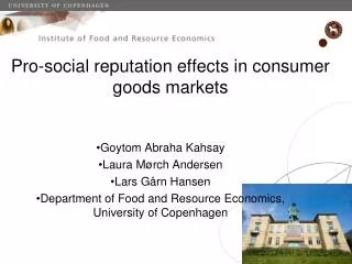 Pro-social reputation effects in consumer goods markets