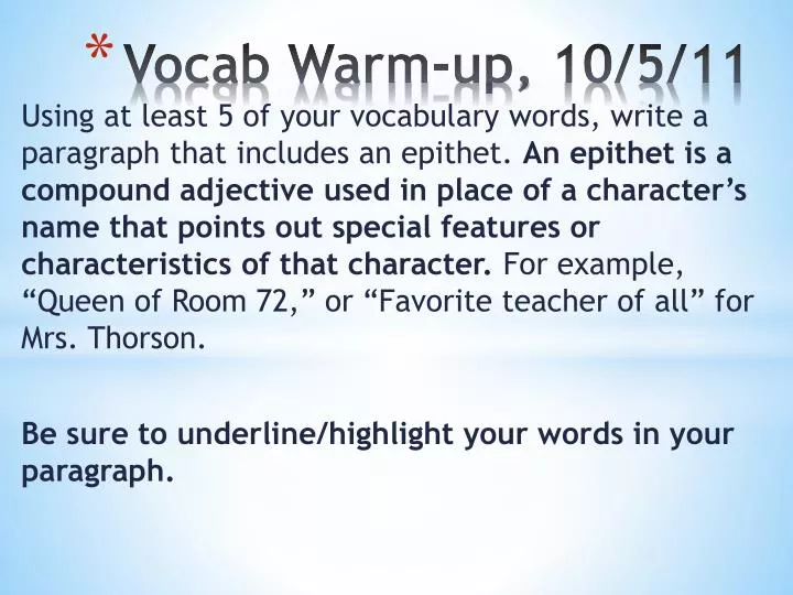 vocab warm up 10 5 11