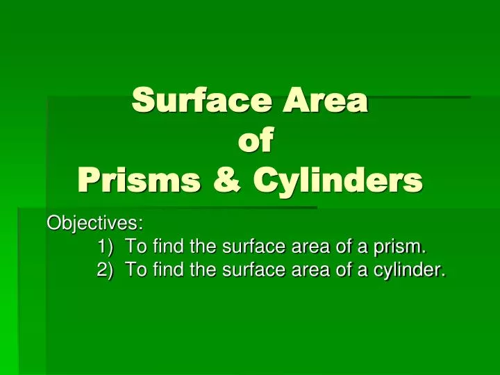 surface area of prisms cylinders