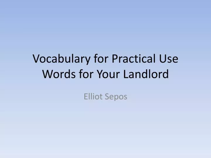 vocabulary for practical use words for your landlord