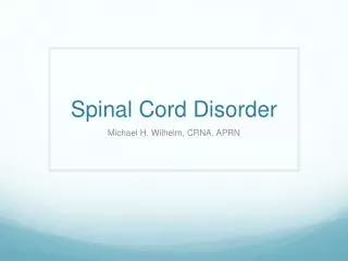Spinal Cord Disorder