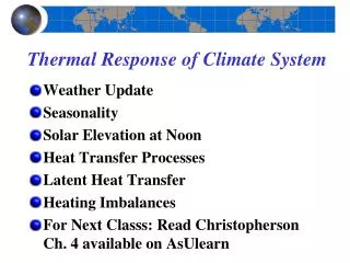Thermal Response of Climate System