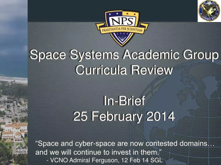 space systems academic group curricula review in brief 25 february 2014