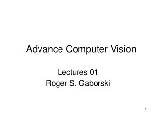 Advance Computer Vision