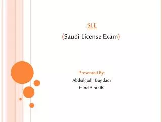 SLE ( Saudi License Exam )