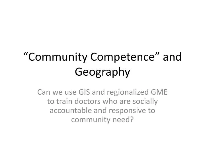 community competence and geography