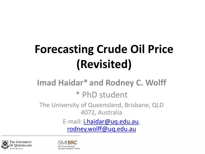 forecasting crude oil price revisited