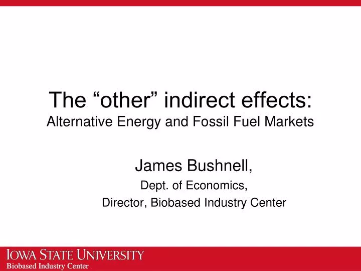 the other indirect effects alternative energy and fossil fuel markets