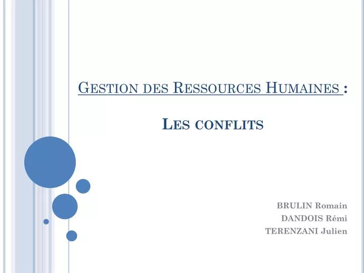 gestion des ressources humaines les conflits