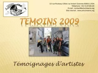 t moignages d artistes
