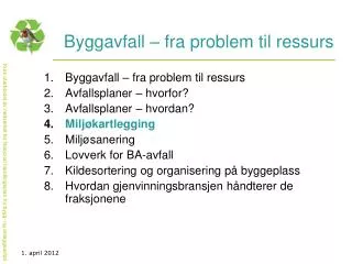 byggavfall fra problem til ressurs
