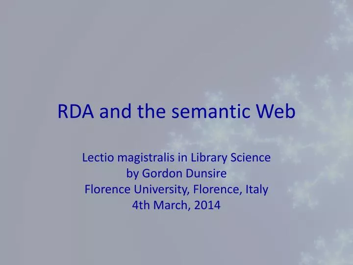 rda and the semantic web