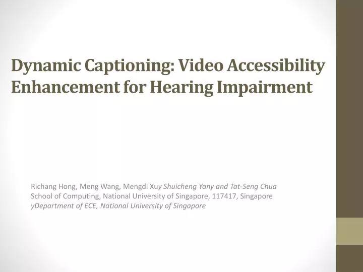 dynamic captioning video accessibility enhancement for hearing impairment