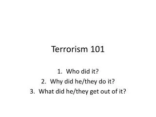 Terrorism 101