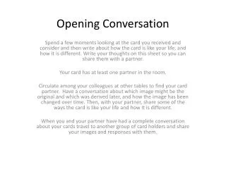 Opening Conversation