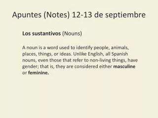 Apuntes (Notes) 12-13 de septiembre
