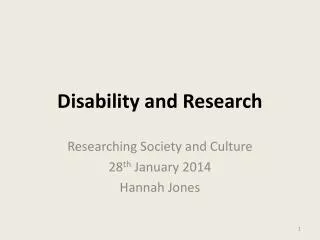 Disability and Research