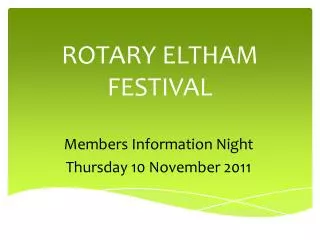 ROTARY ELTHAM FESTIVAL